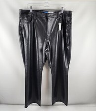 Old Navy Pants Women 18 Petite High-Waisted Bootcut Faux-Leather Crop Black NWT