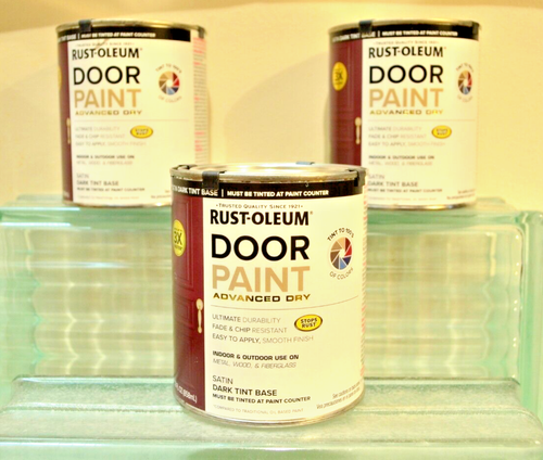 Rust-Oleum Door Paint Satin Dark Tint Base In/Outdoor Metal Wood Fiberglass 29oz