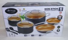 Gotham Steel Non-Stick Ceramic-Copper-Titanium Aluminum Cookware 10-pc Set NEW