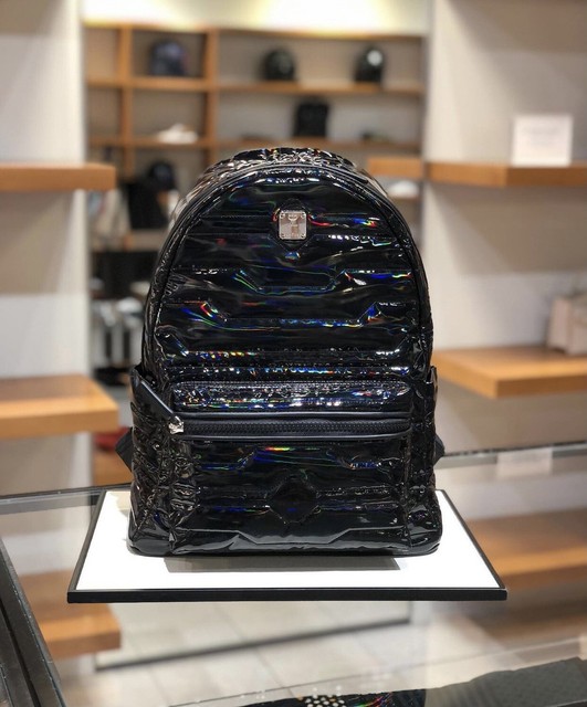 black holographic backpack