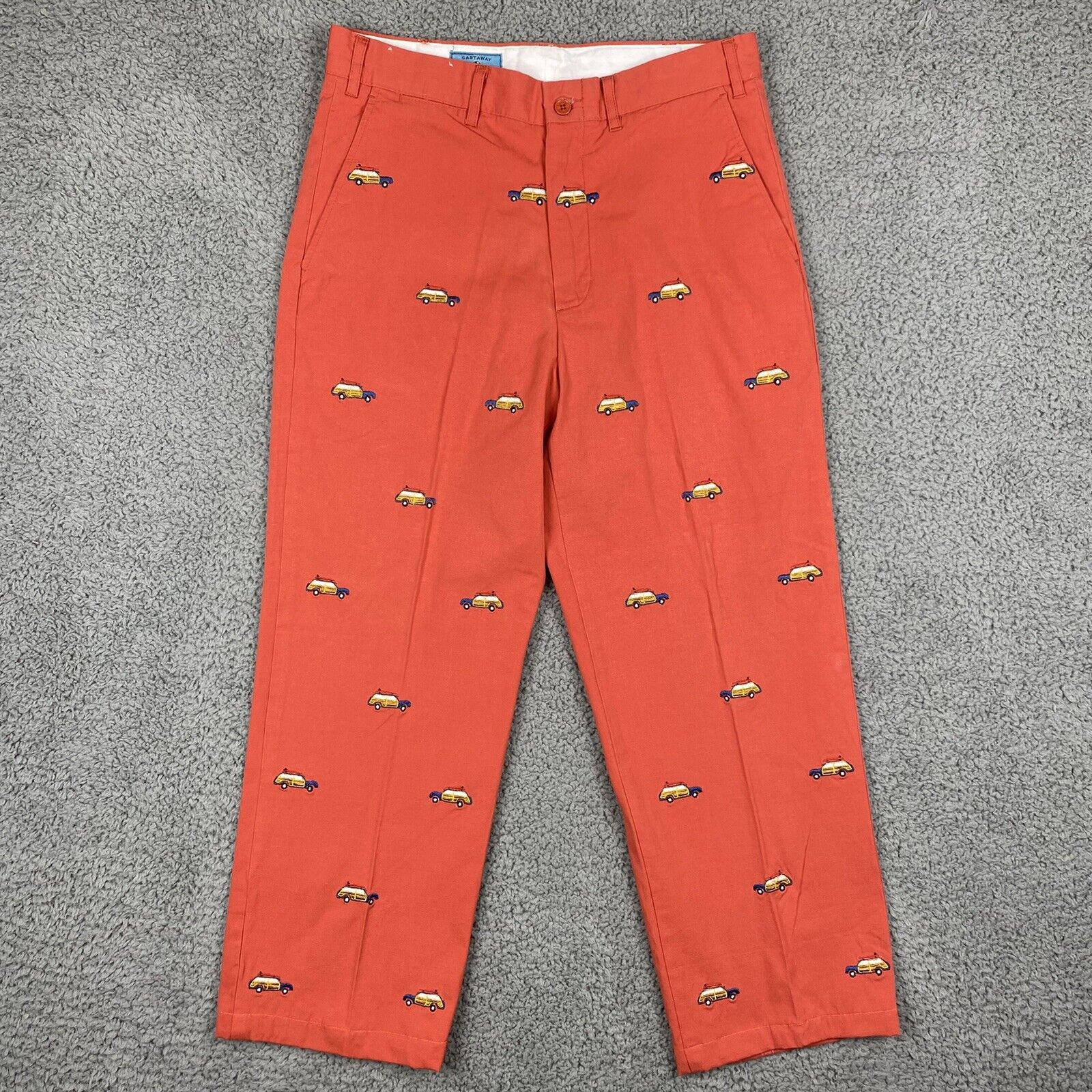 Castaway 正規品 Nantucket 最大87%OFFクーポン Orange Men's 32 Embroidered Preppy Pants Woody Wagon Straight