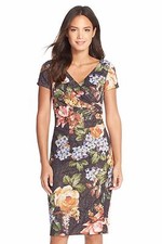 Adrianna Papell Metallic Floral Sequin Jacquard Sheath Dress UK 14 (US 10) sale