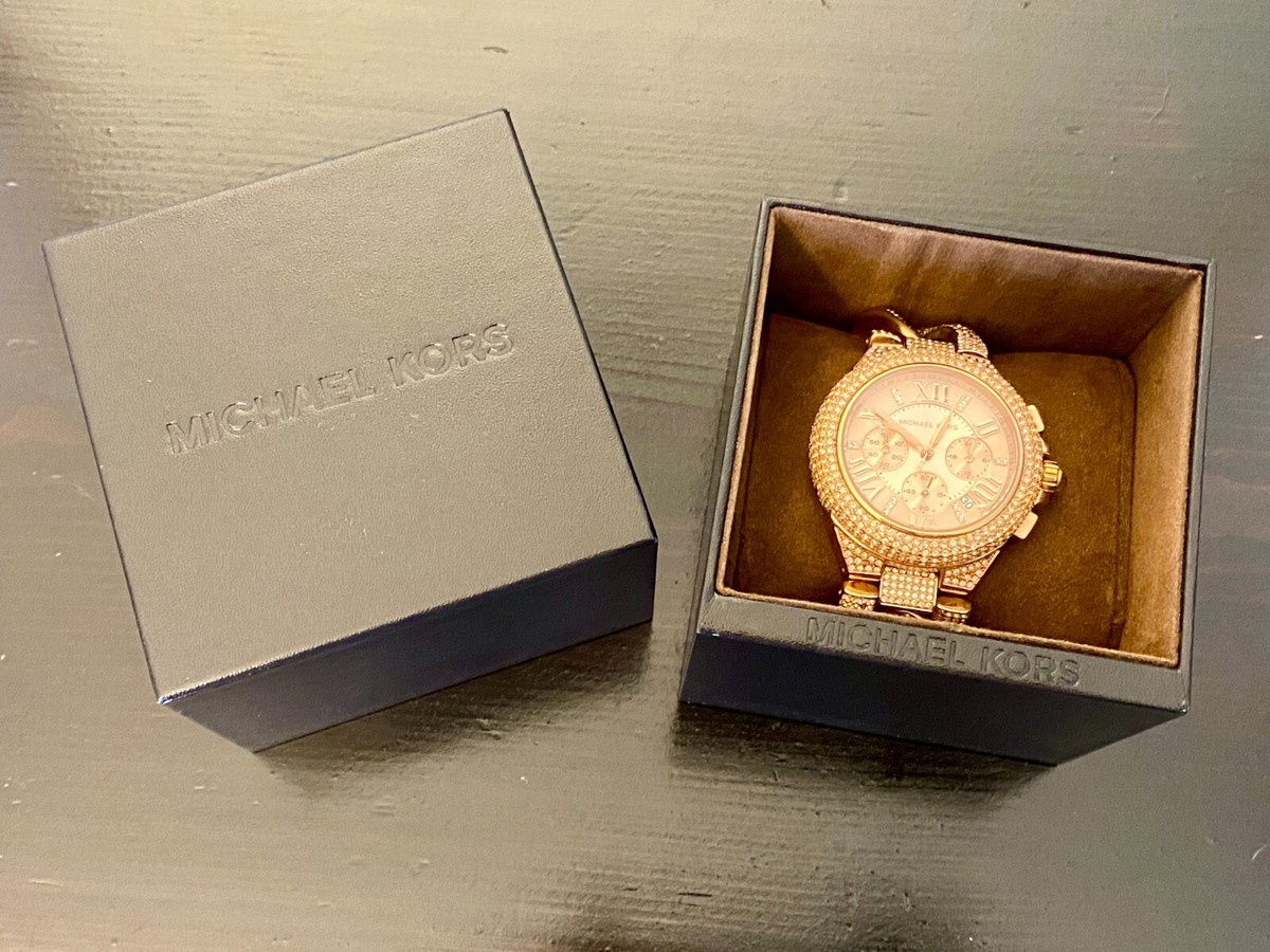 MICHAEL KORS Women's Chronograph Swarovski Camille Rose Gold Watch