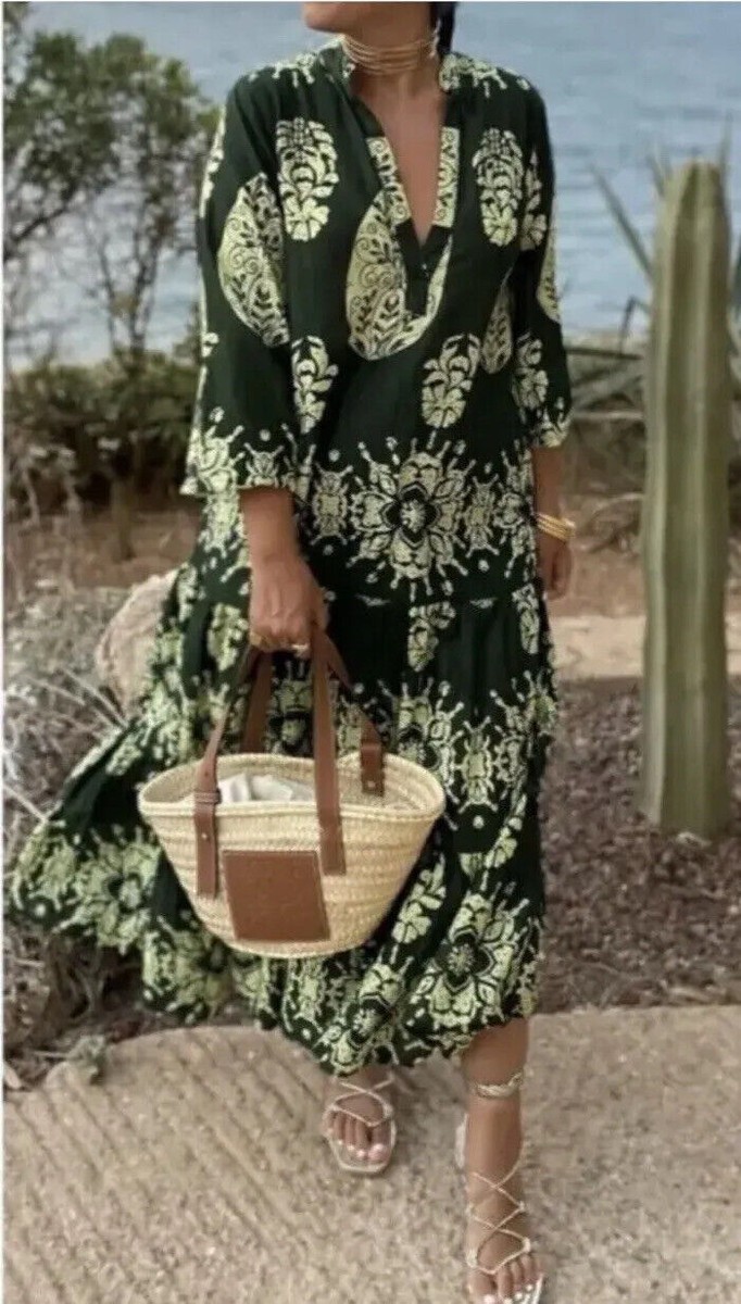 slim fit dress slacks Zara Green Geometric Print Maxi Shirt Dress main image 0