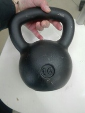  KETTLEBELL 16 KG  IN GHISA NERO MADE IN ITALY  PESO ALLENAMENTO PALESTRA   