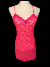 Victoria  s Secret Baby Doll M Pink Sheer Lace Coquette Romantic Lingerie Date