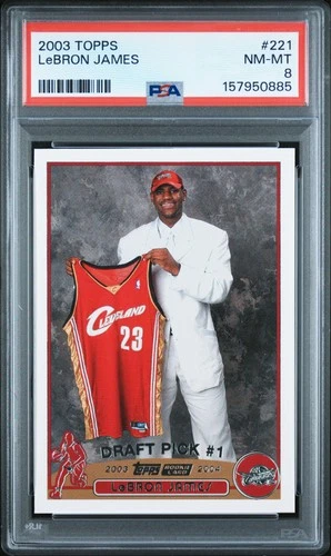 2003 TOPPS #221 LEBRON JAMES ROOKIE RC PSA 8