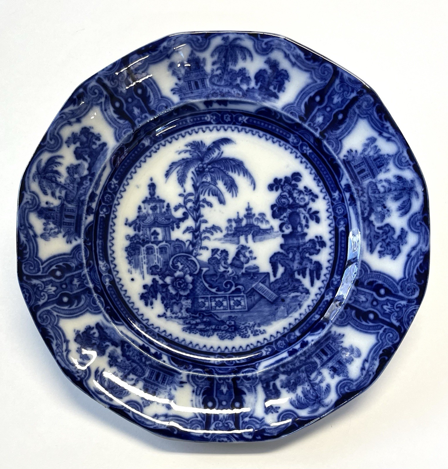 Set of 3 William Adams Kyber Dinner Plate 10" Flow Blue Earthenware England