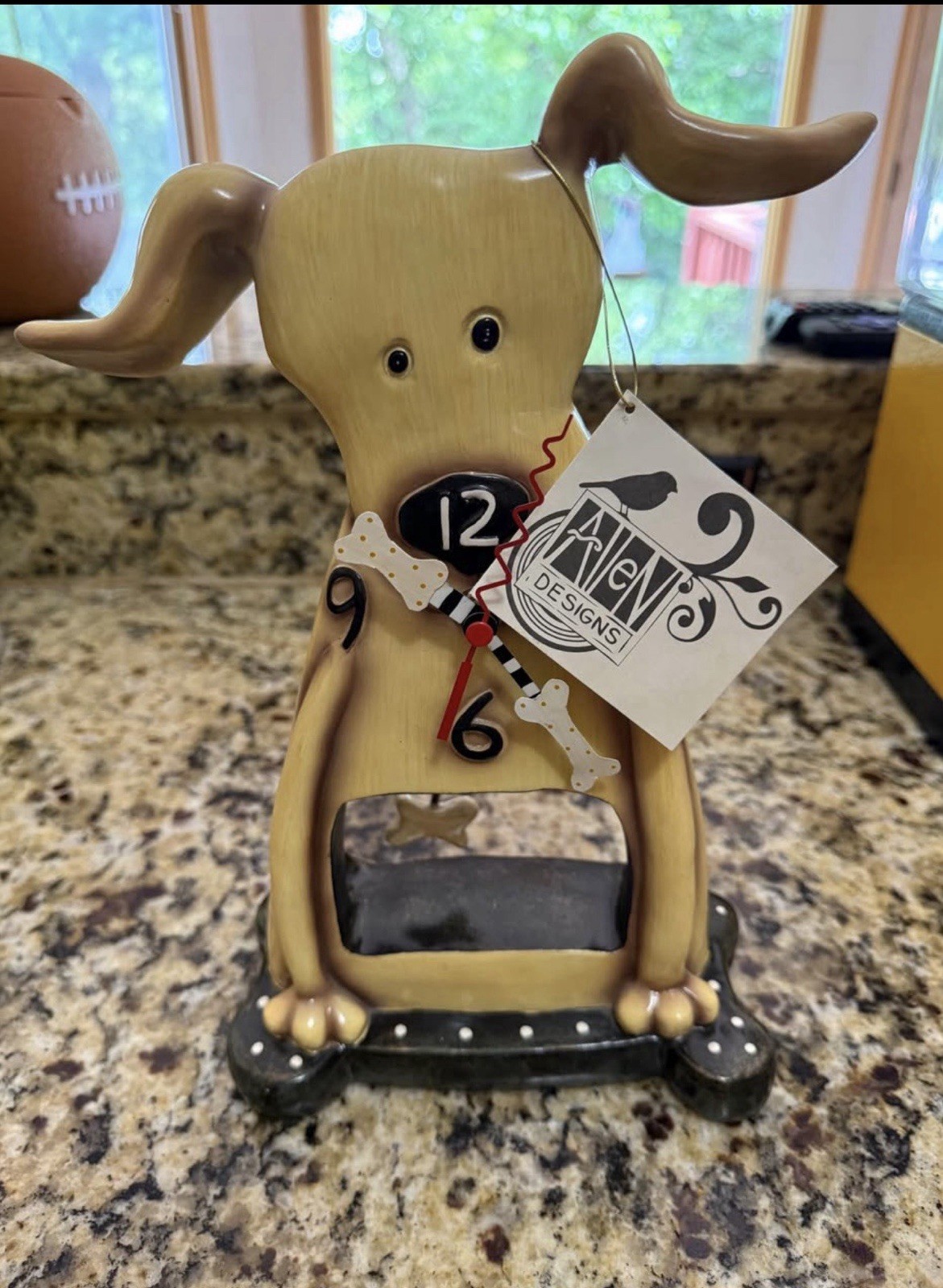 Allen Designs Puppy Dog Desk Clock Pendulum Battery Operated