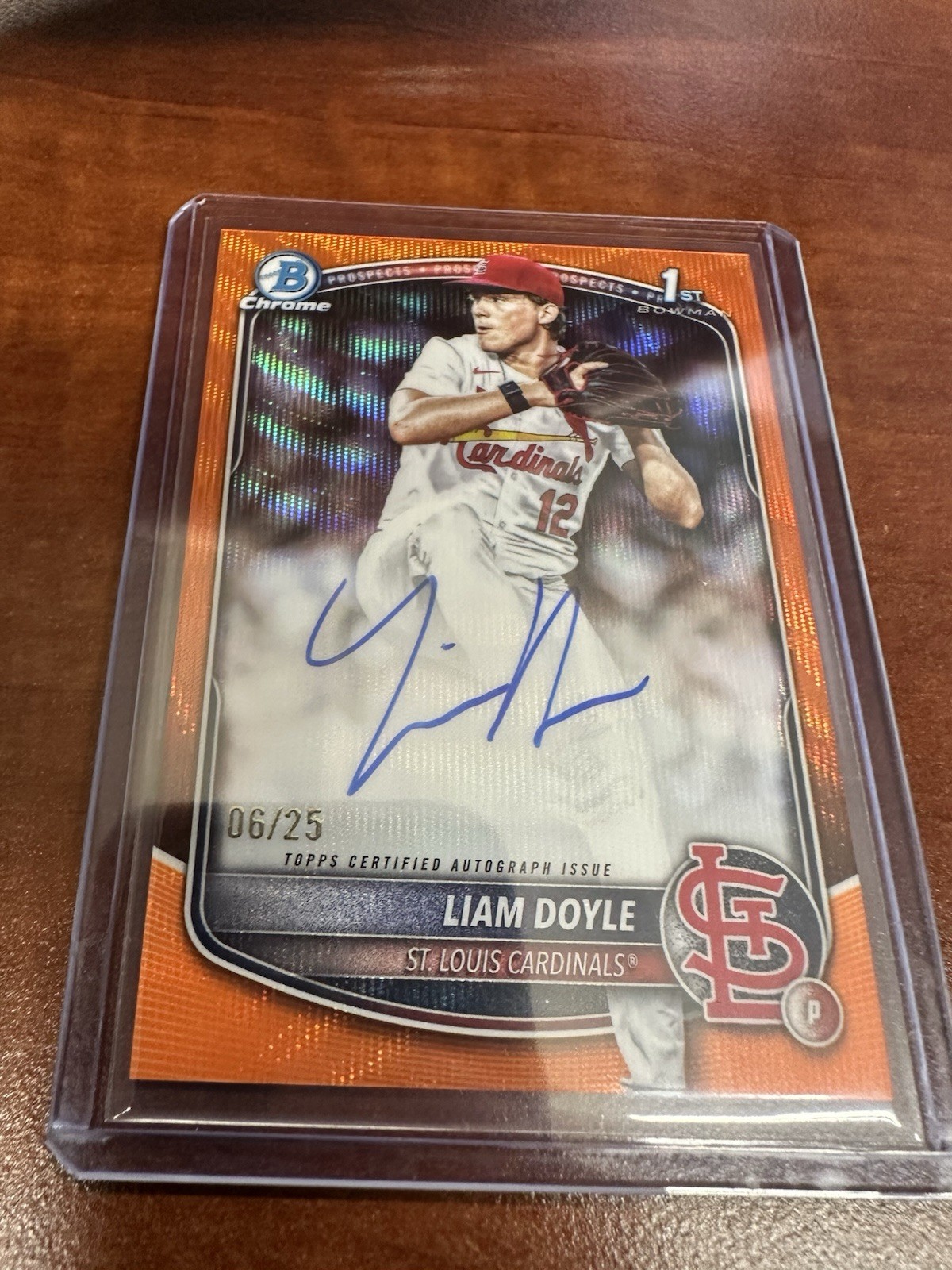 2025 Bowman Draft CPA-LD Liam Doyle 1st Chrome Orange Wave Refractor Auto /25