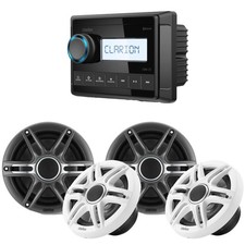 Clarion CMM-20 Marine Source Unit with LCD Display with 2 CMSP-651-SWG 6.5-...