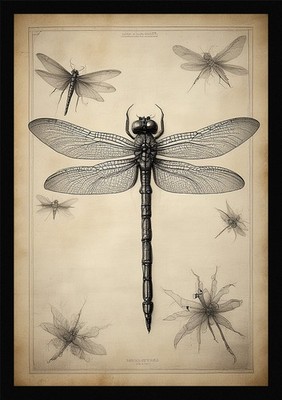 Gelassene Libelle gerahmtes Wandbild Poster Leinwanddruck Bild