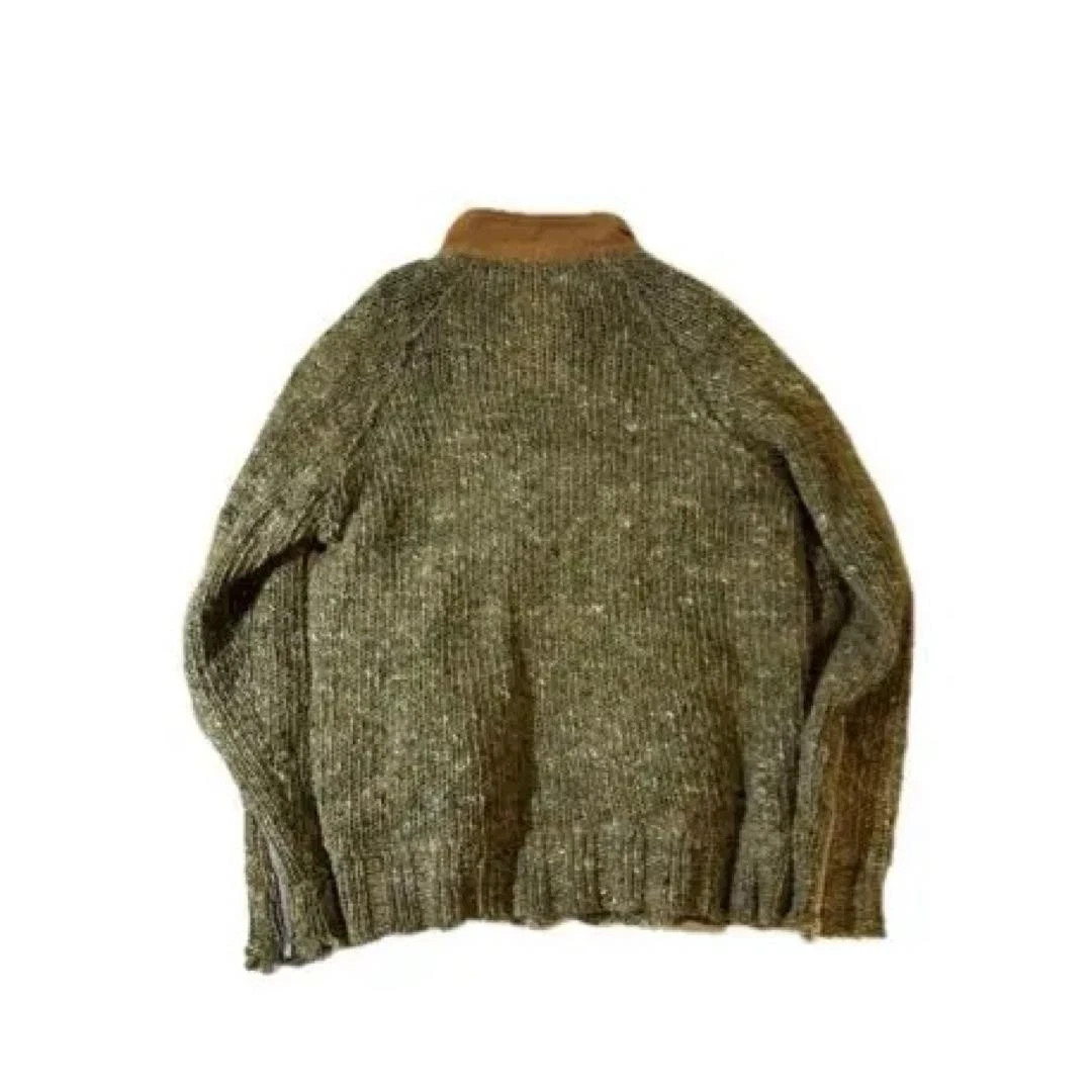 【USED】Kapital ミリタリー ニットケープ KAPITAL Suede Knit Jacket Brown Zip-Up Men's Size XL Used Ships