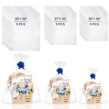 15 PCS Extra Large Cellophane Bags 3 Sizes Clear Jumbo Cellophane Wrap Bags f...