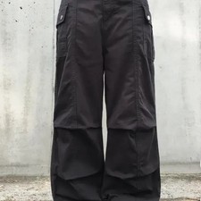 Ablly Ani1more Charcoal Wide Cotton Pocket Pants, New