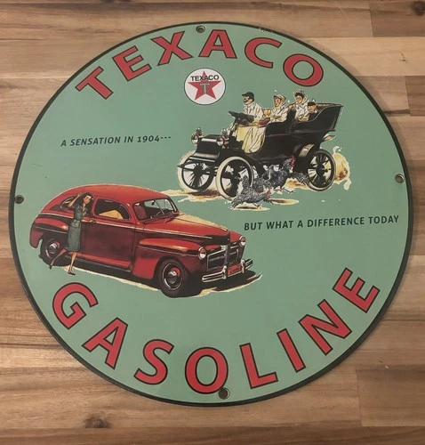 Vintage Porcelain Texaco No Smoking Sign Motor Oil and Gas Garage Wall Decor