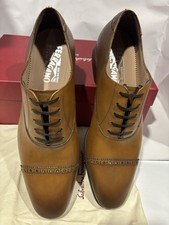 ferragamo mens shoes 8.5d brown leather shoes Gancini Oxford  Boston