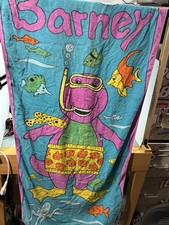 Vintage 1992 Under Water Barney Beach Bath Towel 25" x 55" Scuba Dive  Very Used