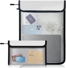 Fireproof Waterproof Document Bag - 2000℉ Protection, Upgraded Two Black 