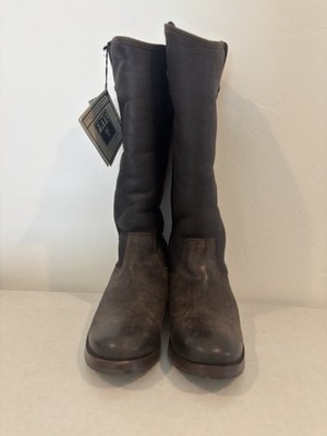 Frye Melissa Button Tall Riding Boot Women s Brown Size 8 Leather Shearling