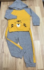 2yr Boys Hoodie And Sweatpants Set Animal Theme Yellow And Grey