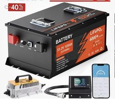 51.2 Volt 105Ah Lithium Golf Cart Battery 200A BMS 6000 Cycles APP Charger Set