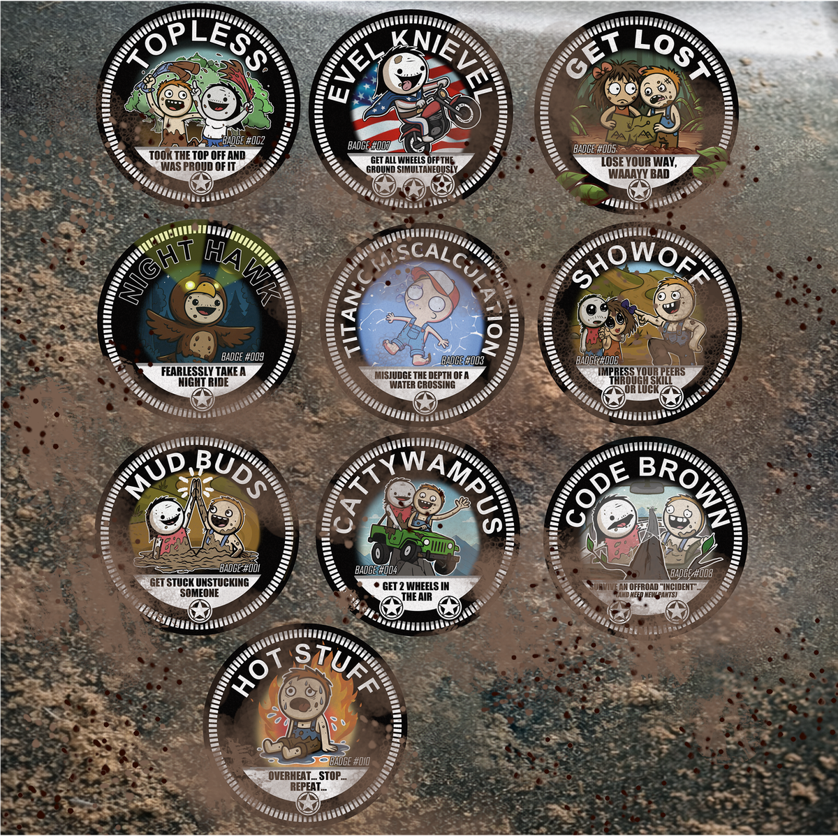 Off Road Adventure Badges / Emblems - Your Choice - Full Color UV