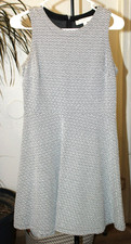 Loft Dress Women's Small Petite White Black Sun Dress Sz 4P . Zipper in back.
