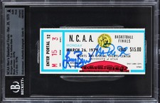 Magic Johnson & Larry Bird Signed 1979 NCAA Finals Ticket Stub Auto 10! BAS Slab