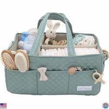 Baby Diaper Caddy Organizer, Quilted Nursery Storage Basket for Newborn