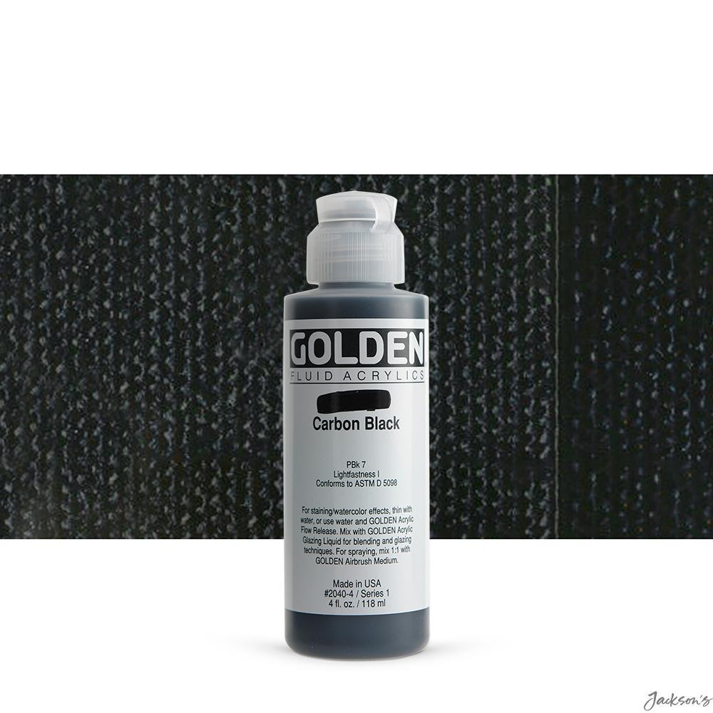 Golden Fluid Acrylic Paint Carbon Black 118ml 4oz Artist Painting Colour