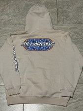 Vintage 90s Y2K Billabong Hoodie XL Cream Floral Sleeves Skate Surf Flaws Rare