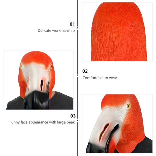 Halloween Flamingo Shaped Full Cover Mask Funny Ball Show Beak Animal Mask - Foto 2 di 12