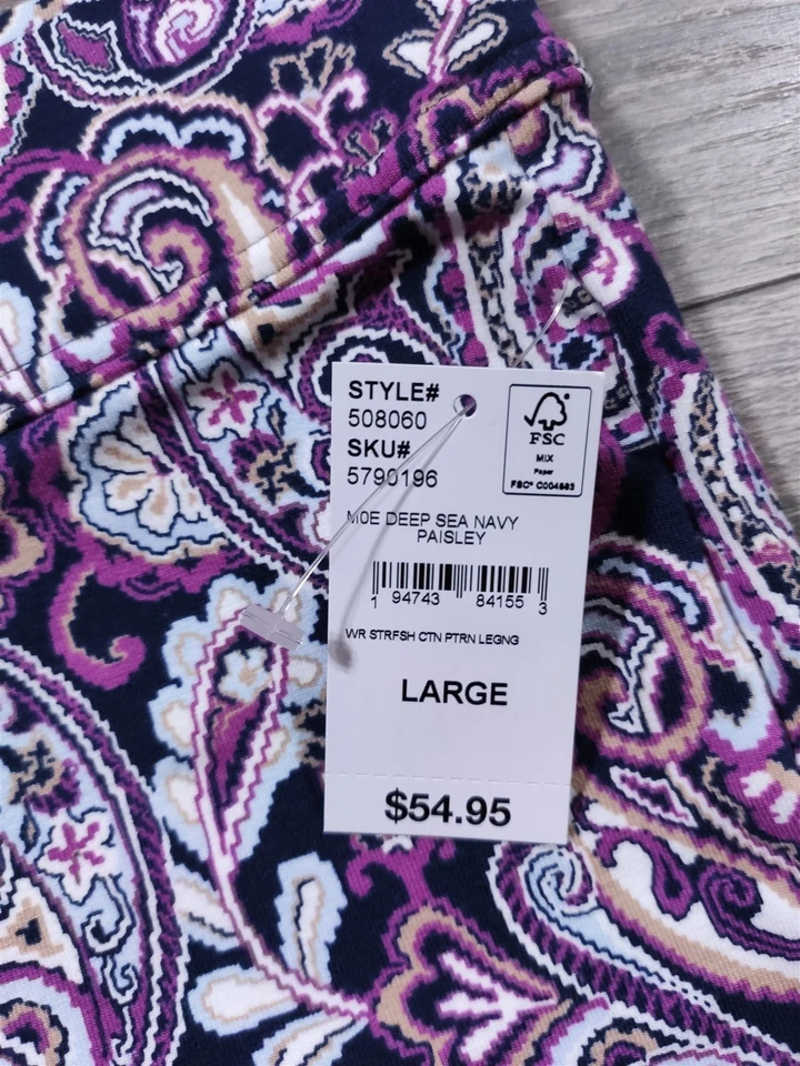 Leggings Lands End para mujer grandes 14-16 púrpura cachemira estrella de mar pantalones tiro medio Foto 3 de 4