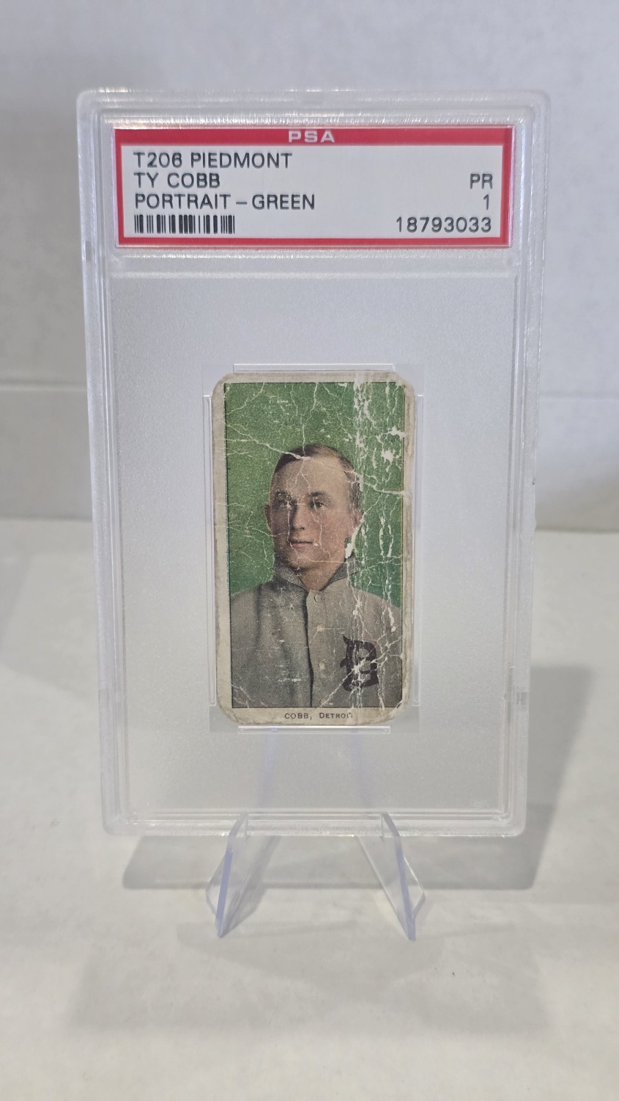 T206 Piedmont Green Portrait Ty Cobb PSA 1 view 1