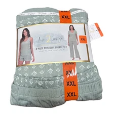 Live2Lounge Women’s 4 Piece Pointelle Lounge Wear Pajama Set *SMALL* Green)