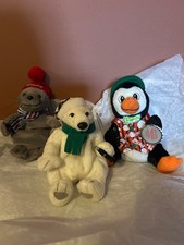 Coca-Cola 1999 Bean Bags Lot x 3 Penguin 0205, Polar Bear 0206,  Seal  0210