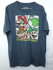 Super Mario Bros. T-Shirt Men's L Mario Yoshi Bowser Luigi Nintendo Tee T0453