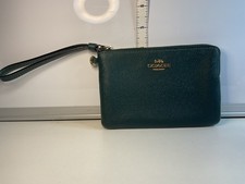 Coach Forest Green Corner Zip Wristlet Gold Hardware