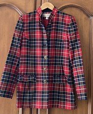 Vintage Doncaster Red Wool Plaid Woven Blazer Women's sz 4