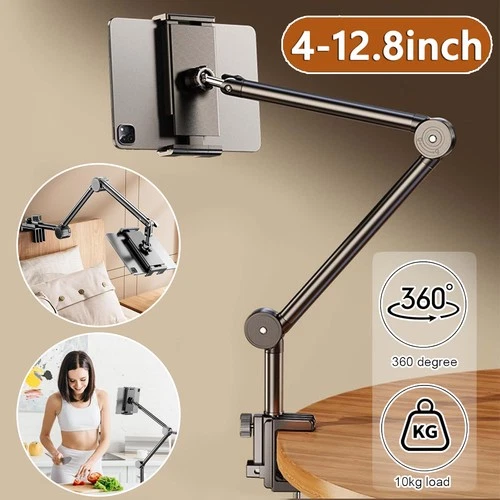 360° Verstellbar Halterung Tisch Bett Ständer Smartphone Handy 4-12.8" Halter