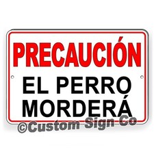 Beware Of Dog Spanish Metal Sign Dog Will Bite Security Warning Do Not Enter