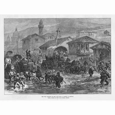 RUSSO-TURKISH WAR A Street in Svishtov - Antique Print 1877