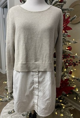 Sandro Paris Cotton Khaki Tan Sweater Button Blouse