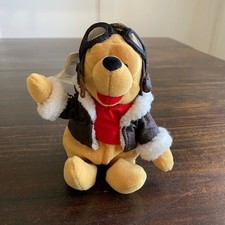 Disney Store Pilot Winnie the Pooh 8 Inch Bean Bag Plush Aviator Vintage NWT