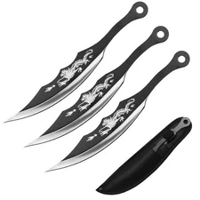 TK 087-380BDR 8" 3PCS Dragon Throwing Knife Set with Sheath