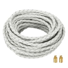 Braided Leather Cords, 6.6 Yard Strap with Cord Lock, 4mm Dia, White