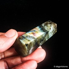 62g 78mm Natural Labradorite Point Flashy Crystal Tower Healing Obelisk Wand