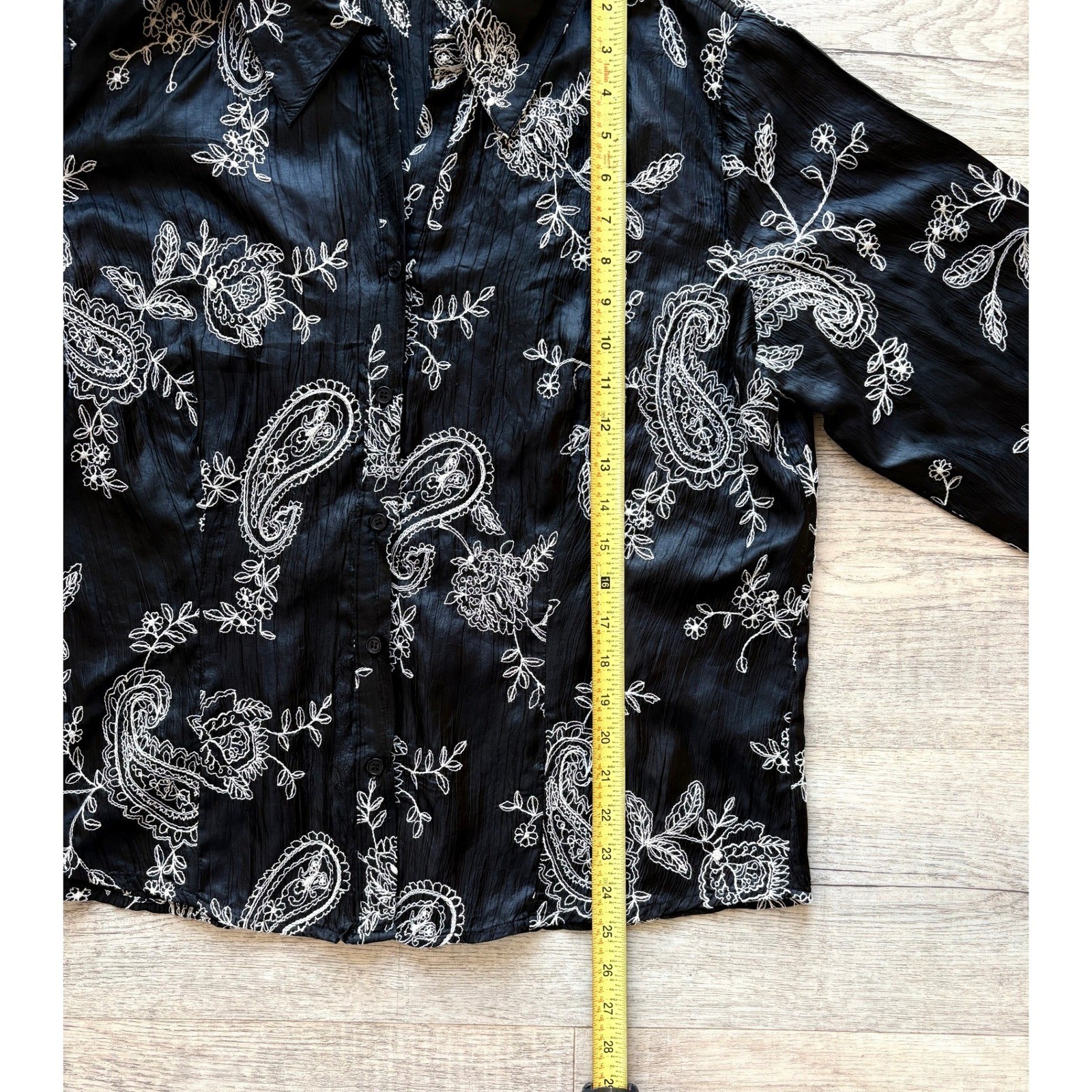 Lemon Grass Studio Button Down Blouse Black White… - image 3