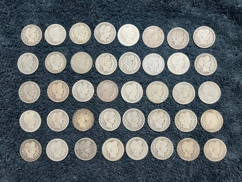 90% Silver Barber Quarter Lot - Roll of 40